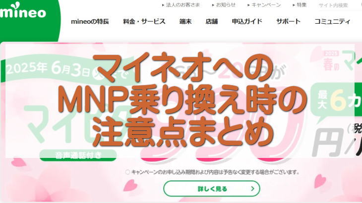 マイネオへのMNP乗り換え時の注意点まとめ